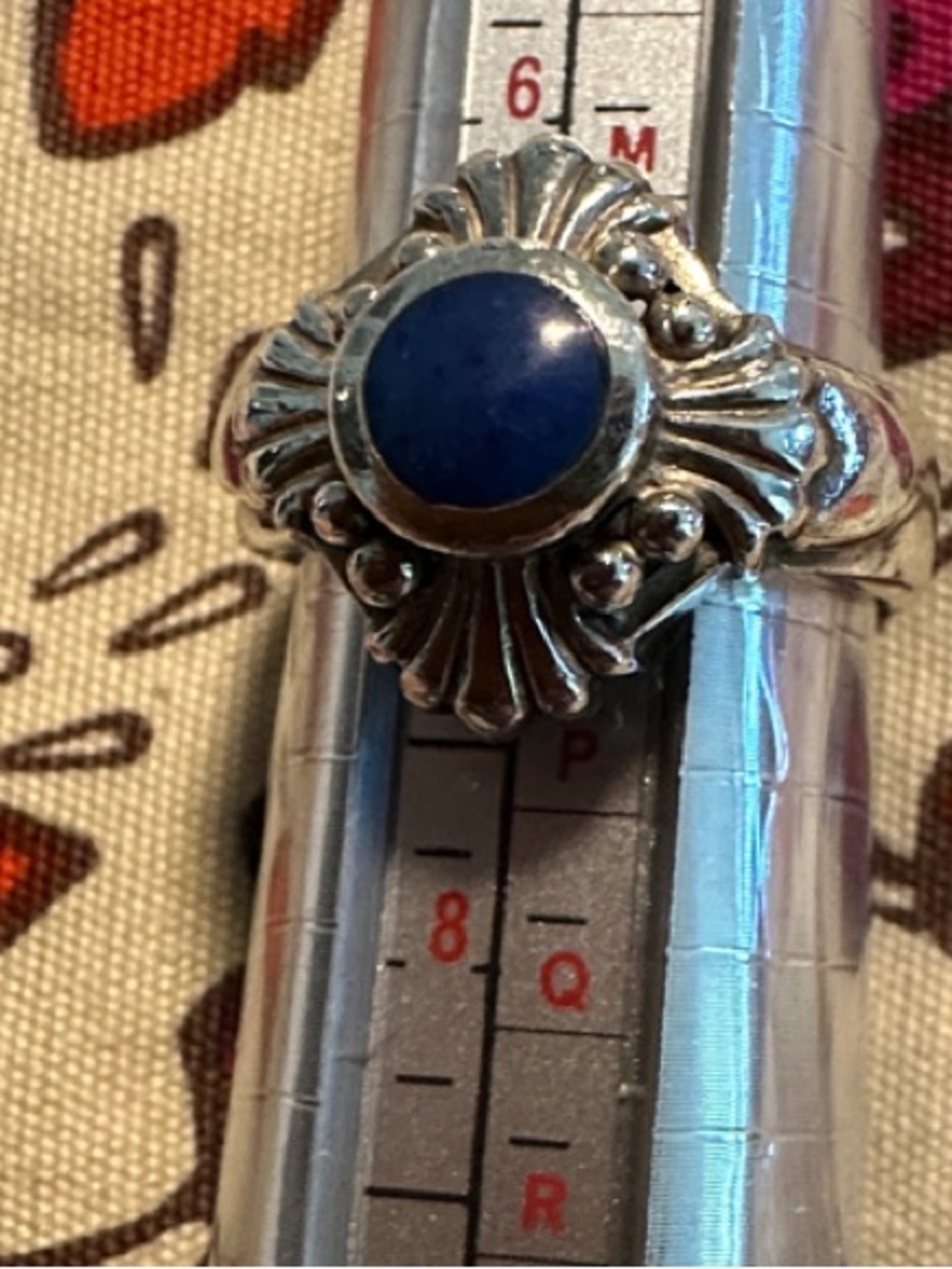 Lapis Accent Sterling Silver Ring - Blue Gem Sz 7